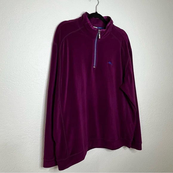 Tommy Bahama Men’s XL‎ Purple Paradise Tech 1/4 Zip Pullover Velour Stretch - Picture 2 of 8